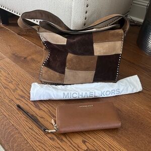 Michael Kohrs Suede Handbag w Matching Wallet